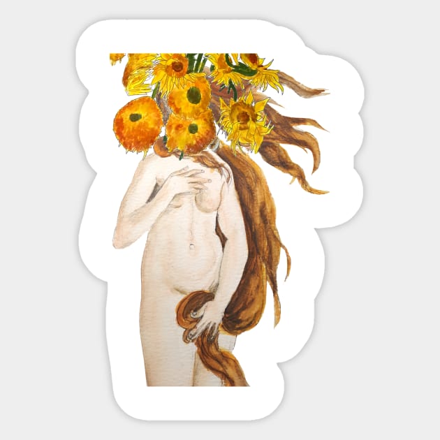 Venus and sunflower Sticker by colorandcolor